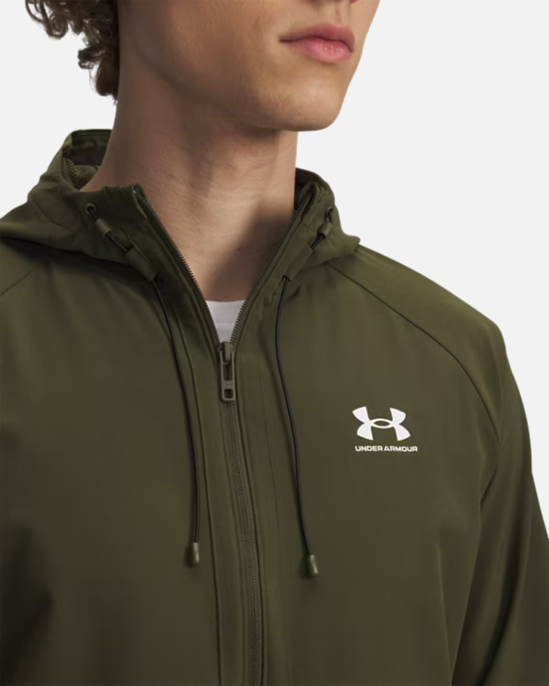 Chaqueta tejida elástica para correr Under Armour - Caqui